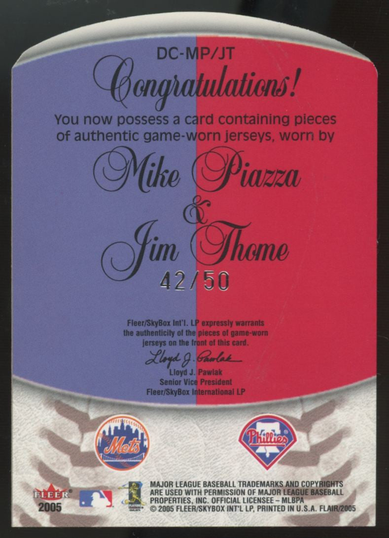 2005 Fleer Flair Mike Piazza Jim Thome Diamond Cuts Dual Patch /50 #DC-MP/JT