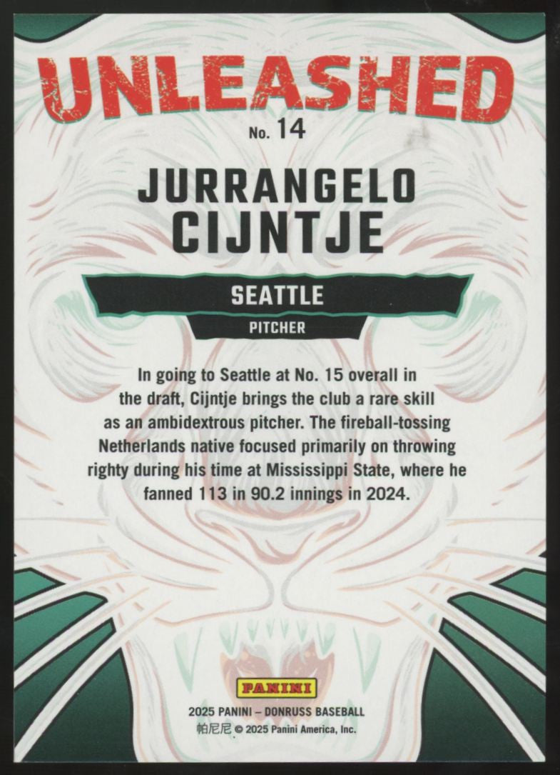 2025 Panini Donruss Jurrangelo Cijntje Unleashed Red Xplosion /99 #14