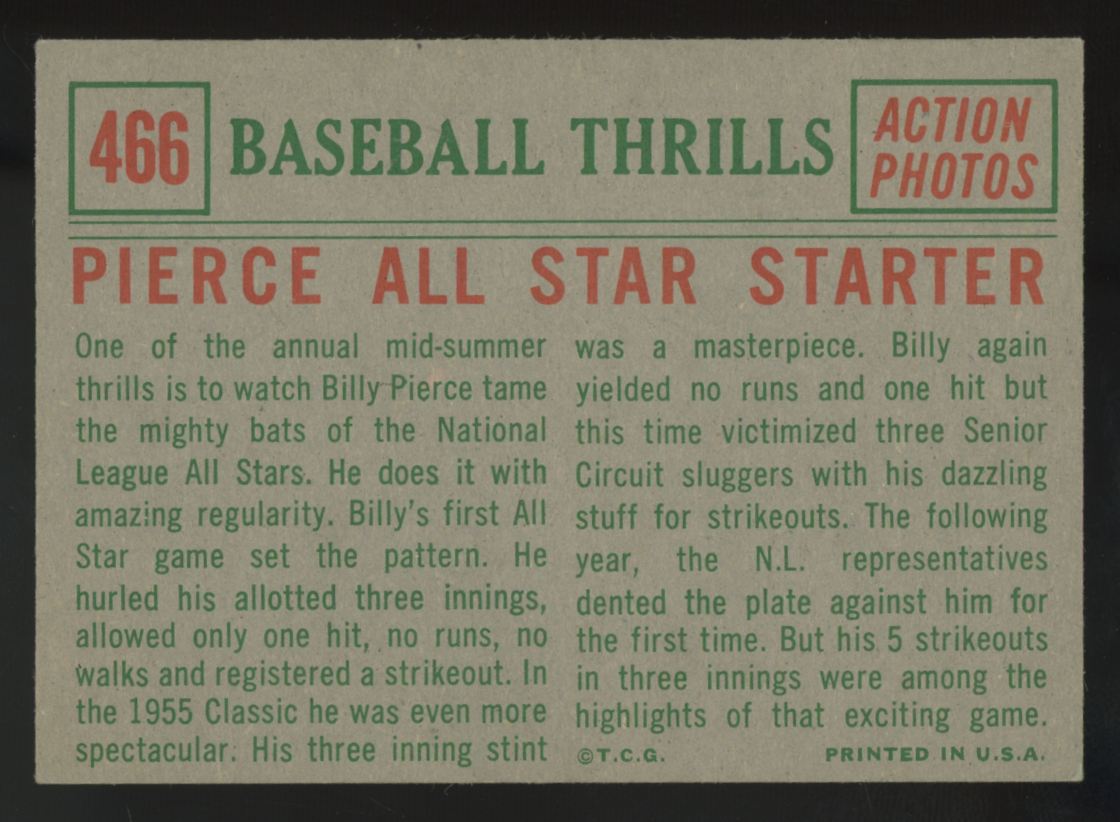 1959 Topps Baseball Thrills Set (10 cards) Mantle/Mays EX