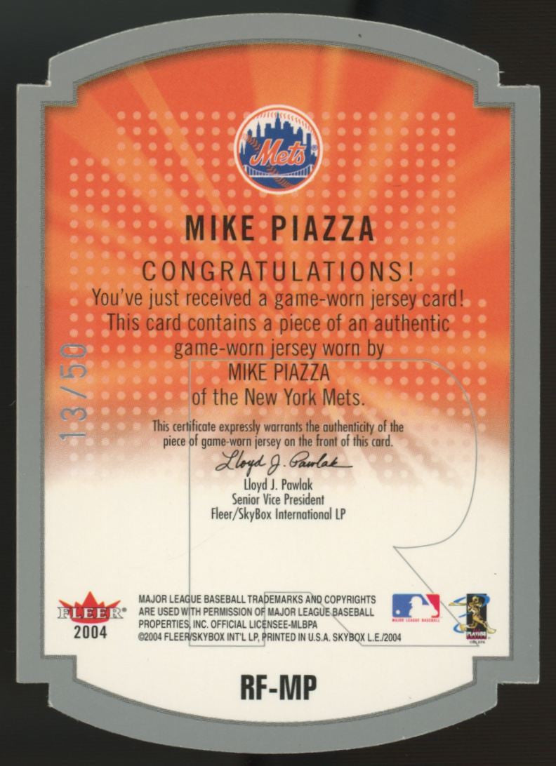 2004 Fleer Skybox Mike Piazza Limited Ed. Rare Form Game-Worn Patch /50 #RF-MP