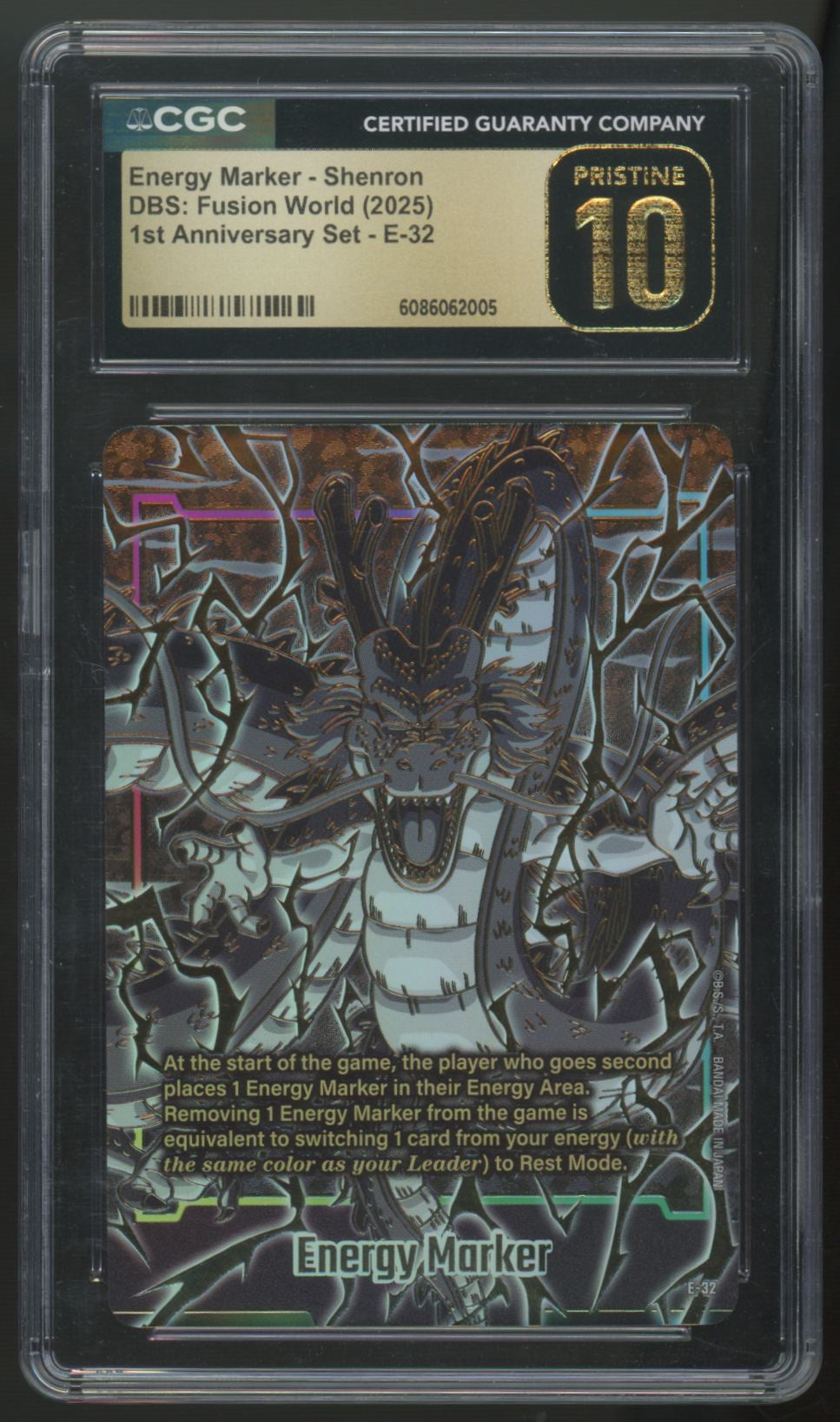 2025 Dragon Ball Fusion World Energy Marker Shenron 1st Anni #32 CGC Pristine 10