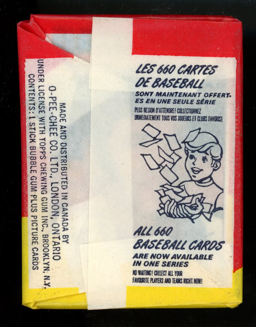 1975 O-Pee-Chee Baseball Wax Pack - Unsealed - with 8 Mint Cards