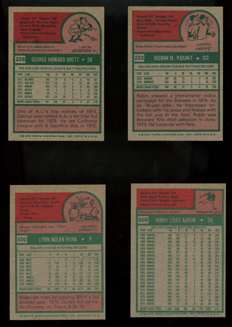 1975 Topps Baseball Complete Set 1-660 EX-MT Condition
