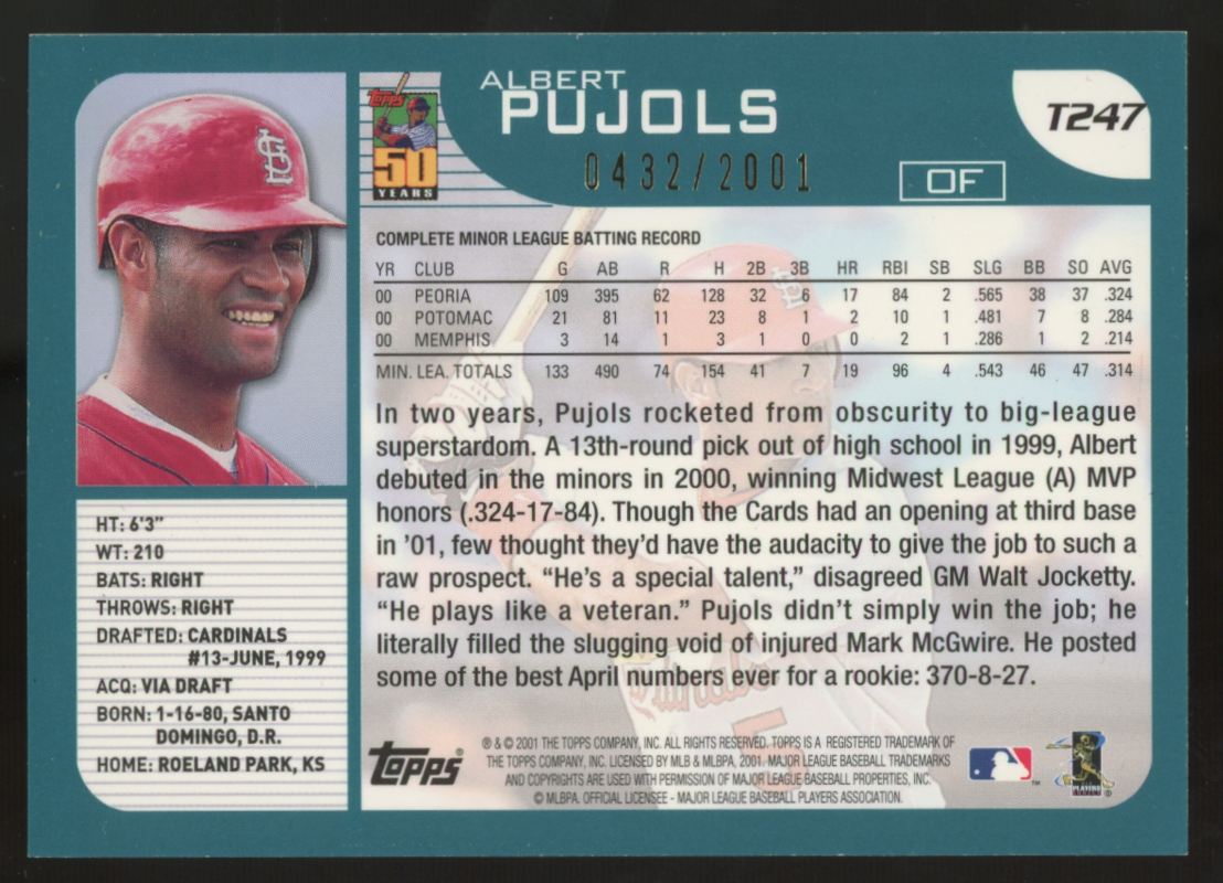 2001 Topps Albert Pujols RC Gold /2001 #T247