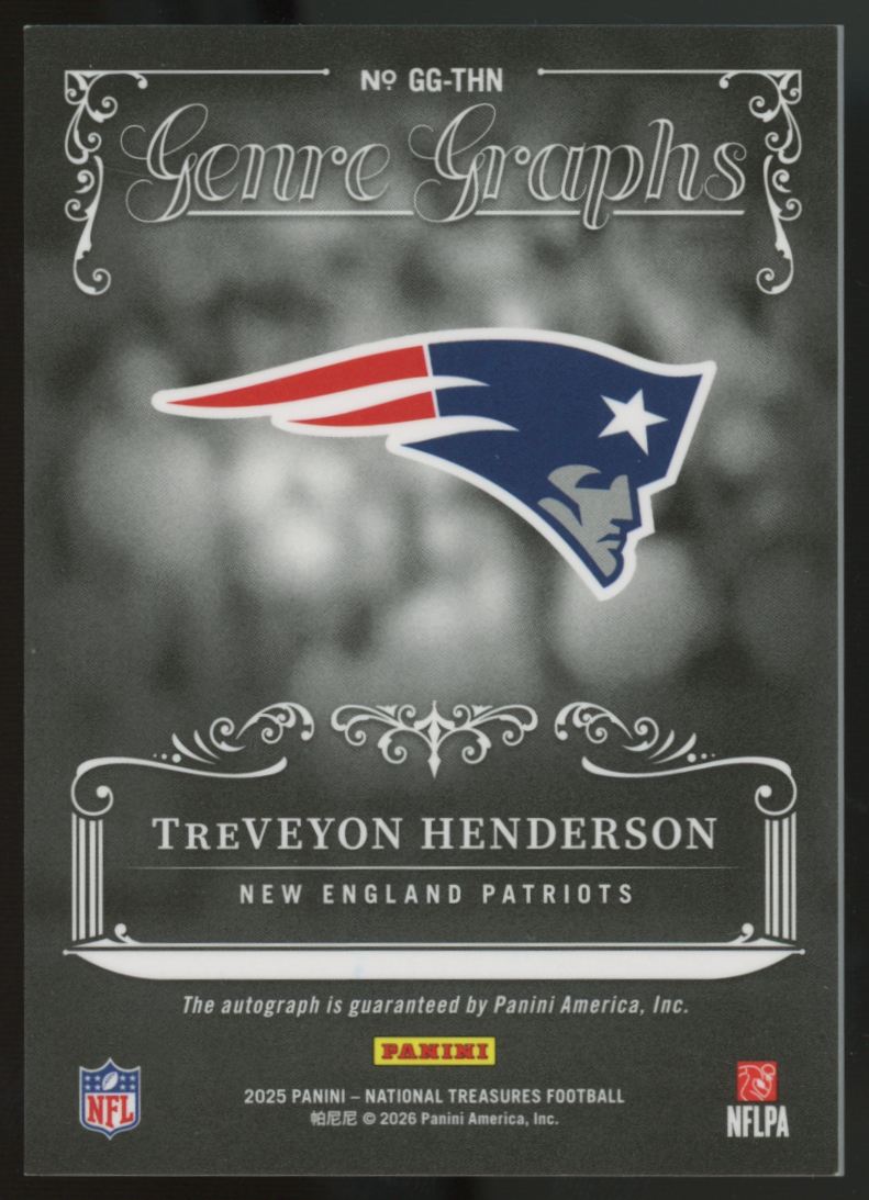 2025 National Treasures TreVeyon Henderson RC Genre Graphs Auto /25