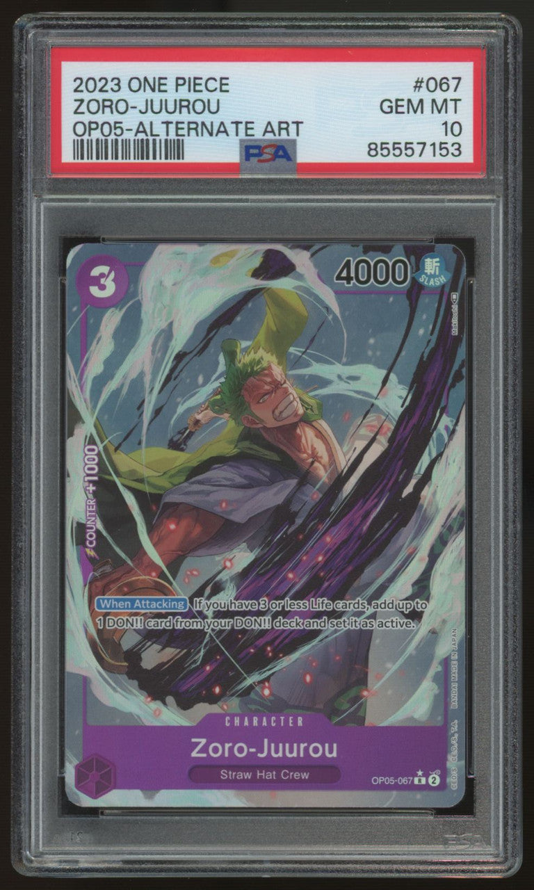 2023 One Piece Zoro-Juurou OP05 Alt Art #067 PSA 10