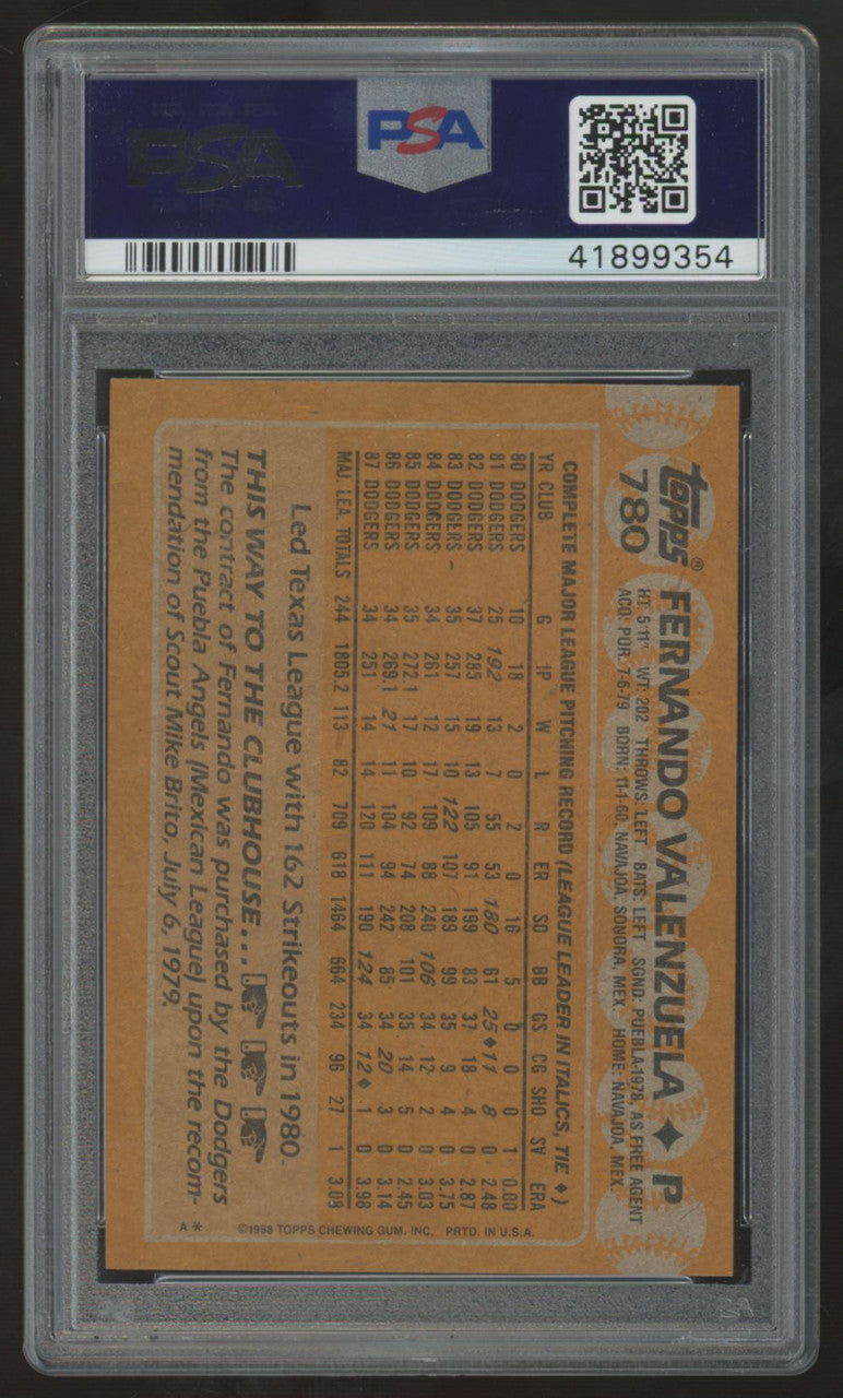 1988 Topps Fernando Valenzuela #780 PSA 9