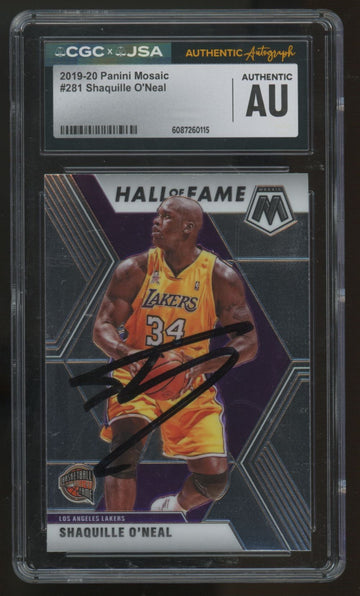 2019-20 Mosaic Shaquille O'Neal Signed IP Auto #281 CGC X JSA Authentic
