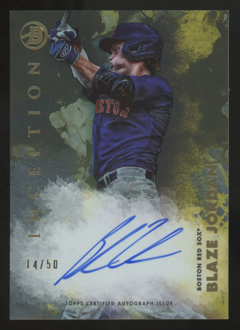 2021 Bowman Inception Blaze Jordan Prospect Gold Foil Auto /50 #PA-BJ