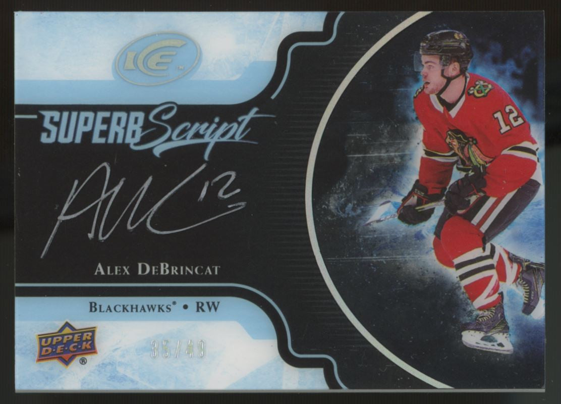 2017-18 Ice Alex DeBrincat Superb Script Auto /49 #SS-AD