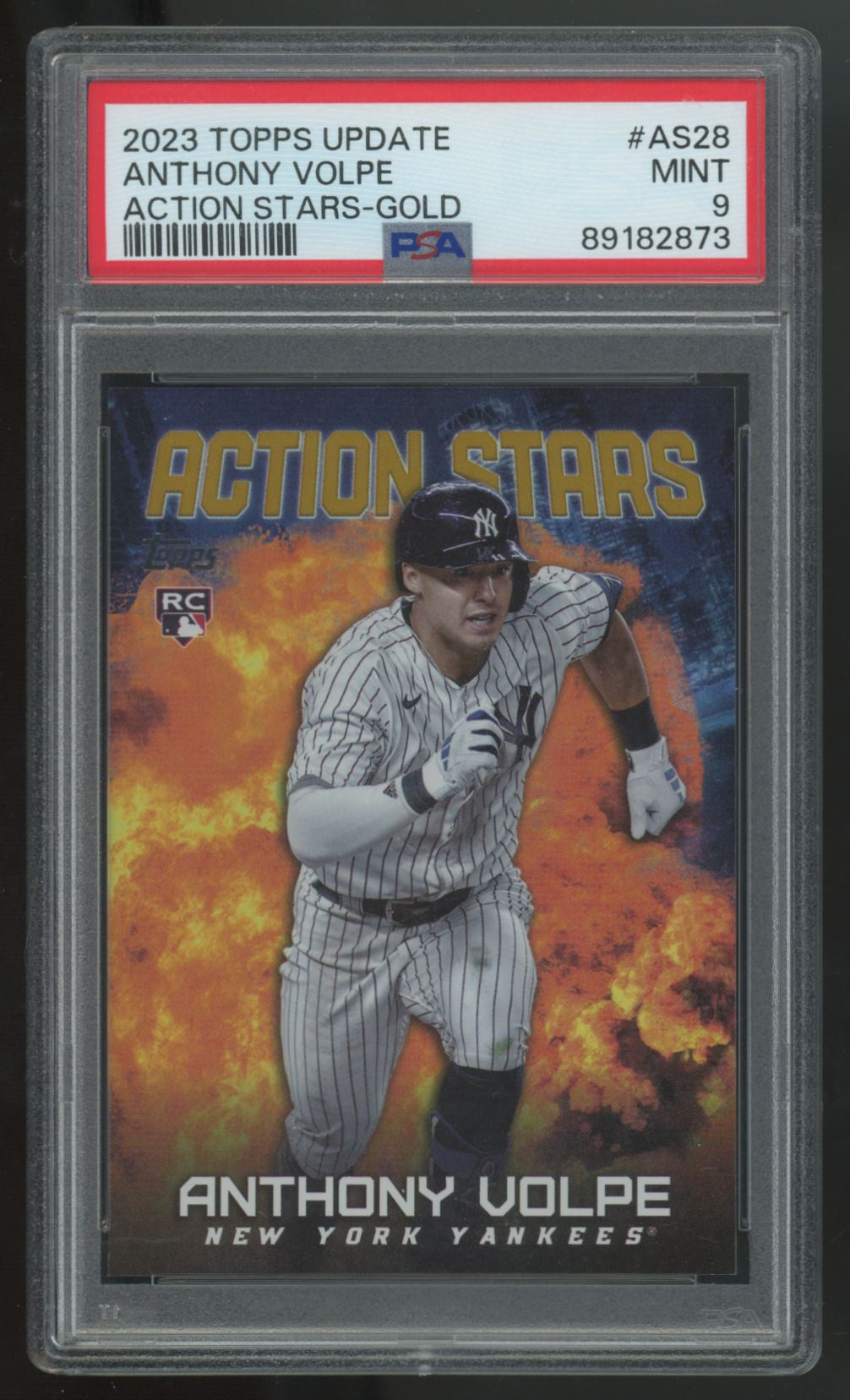 2023 Topps Update Anthony Volpe RC Gold Action Stars /75 #AS-28 PSA 9