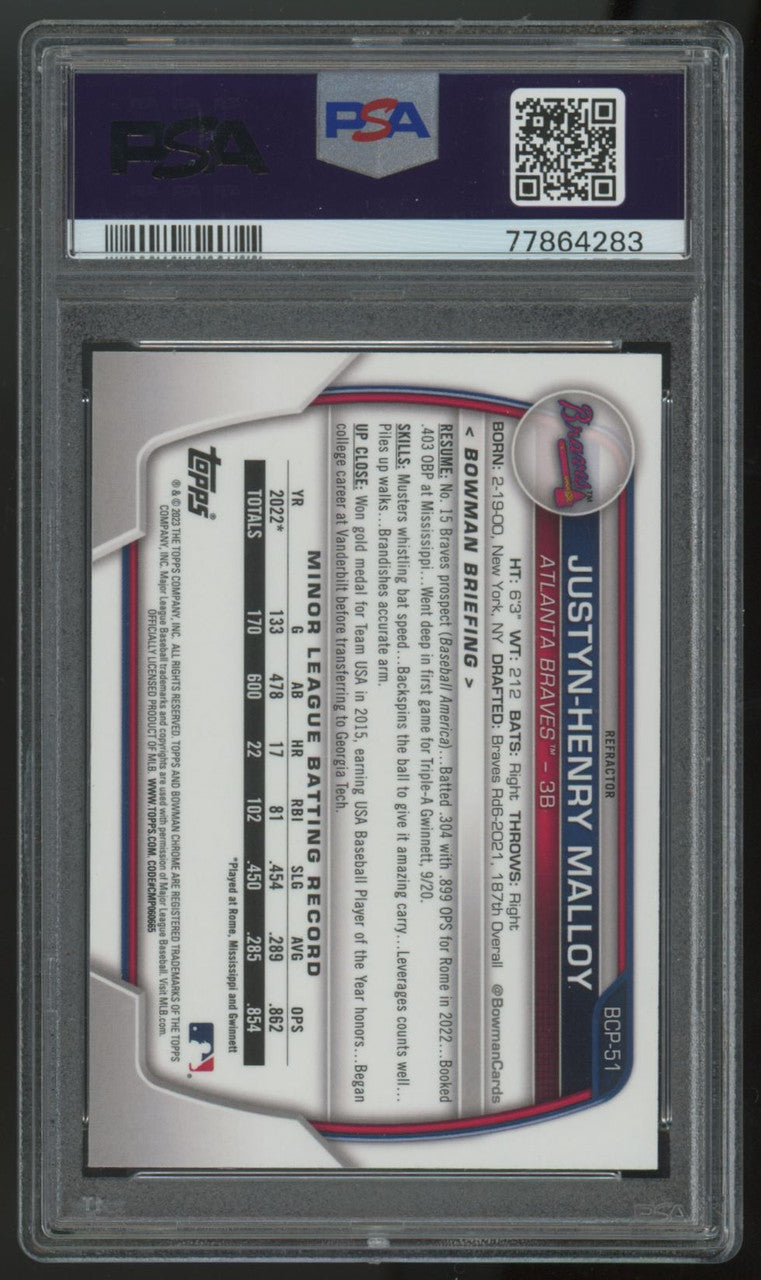 2023 Bowman Chrome Justyn-Henry Malloy Lunar Glow 1st #BCP-51 PSA 10