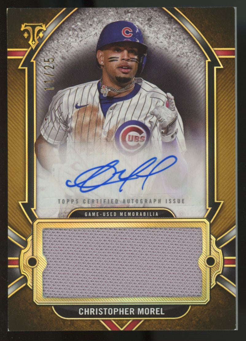 2024 Topps Triple Threads Christopher Morel Gold Jumbo Patch Auto /25 #AJR-MOR