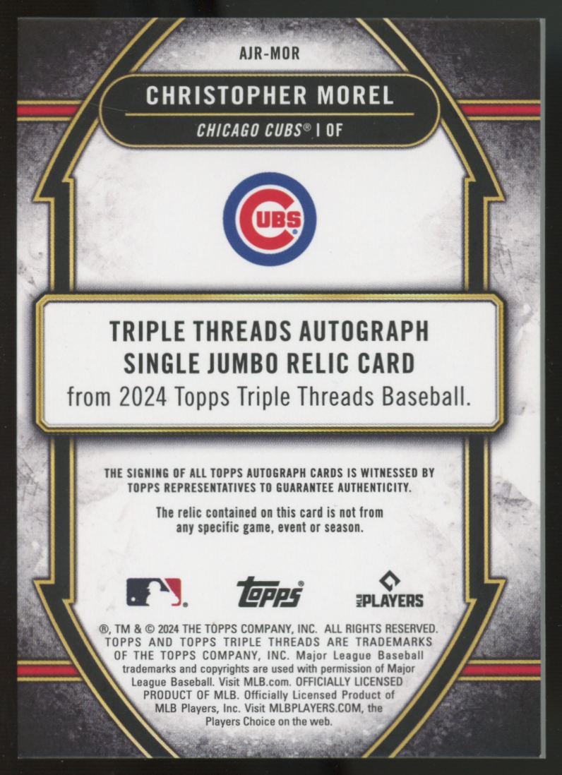 2024 Topps Triple Threads Christopher Morel Gold Jumbo Patch Auto /25 #AJR-MOR