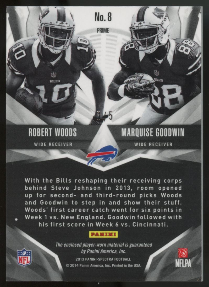 2013 Spectra Robert Woods Marquise Goodwin RC Combo Materials Green /5 #8