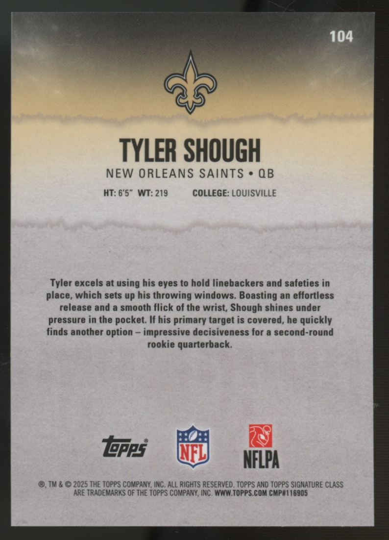 2025 Topps Signature Class Tyler Shough RC Chrome Pandora #104