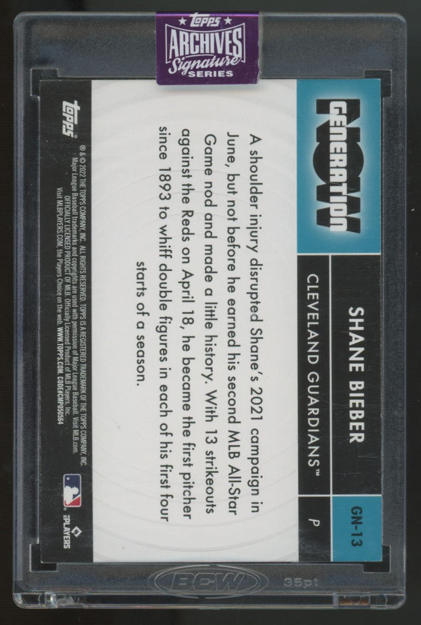 2025 Topps Archives Signature Series Shane Bieber Auto /20 #GN-13