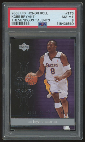 2003-04 Upper Deck Honor Roll Kobe Bryant Tremendous Talents #TT3 PSA 8