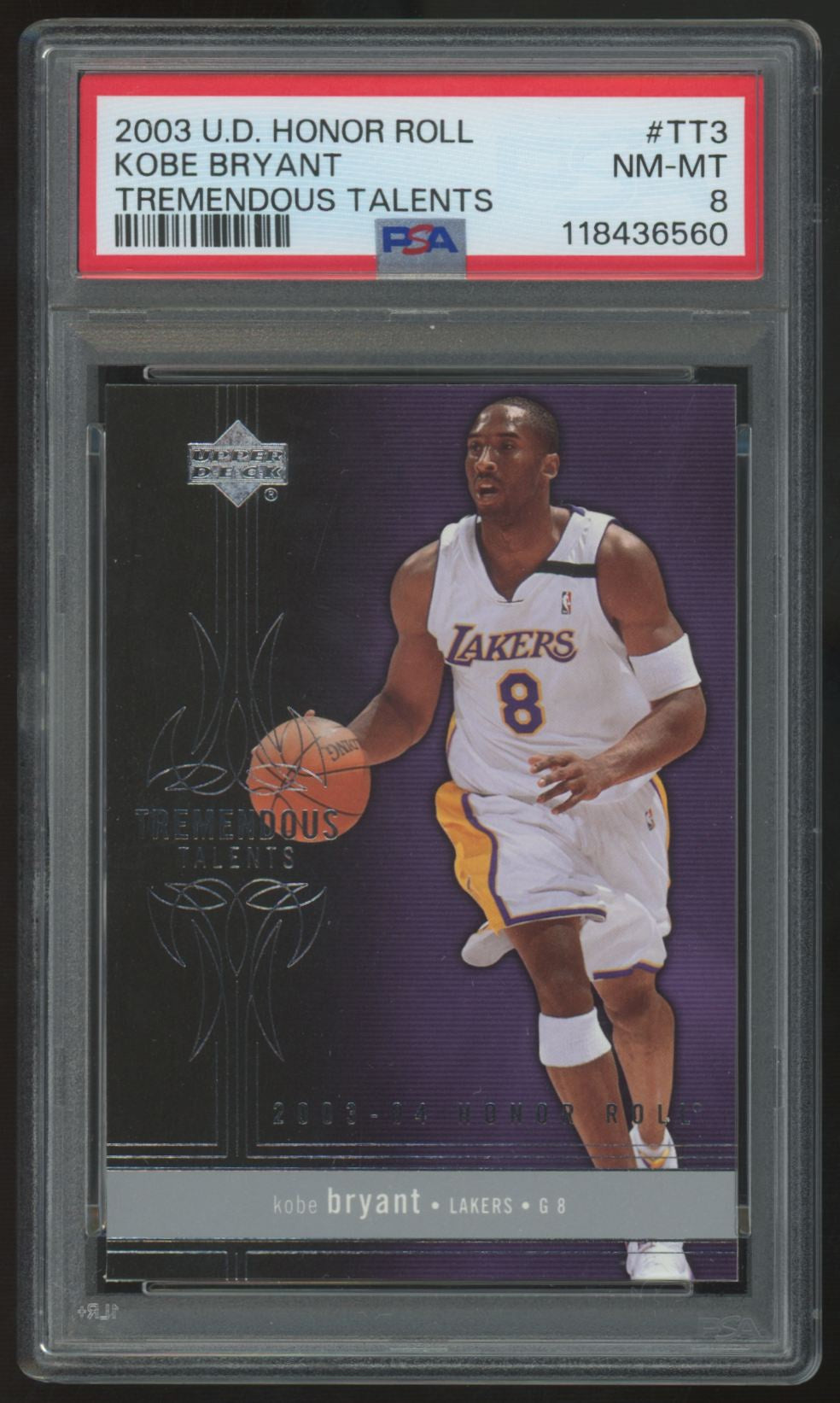 2003-04 Upper Deck Honor Roll Kobe Bryant Tremendous Talents #TT3 PSA 8