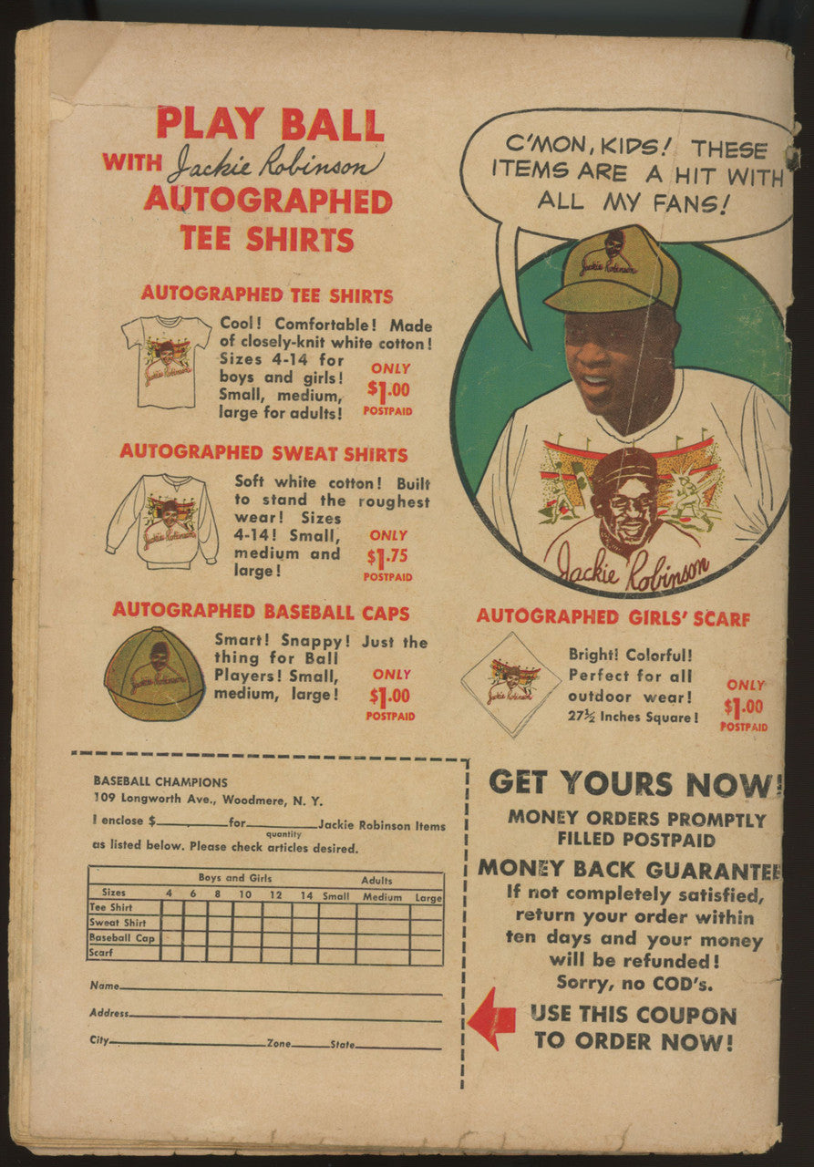 1949 Fawcett Jackie Robinson Baseball Hero Comic Book #1 Poor