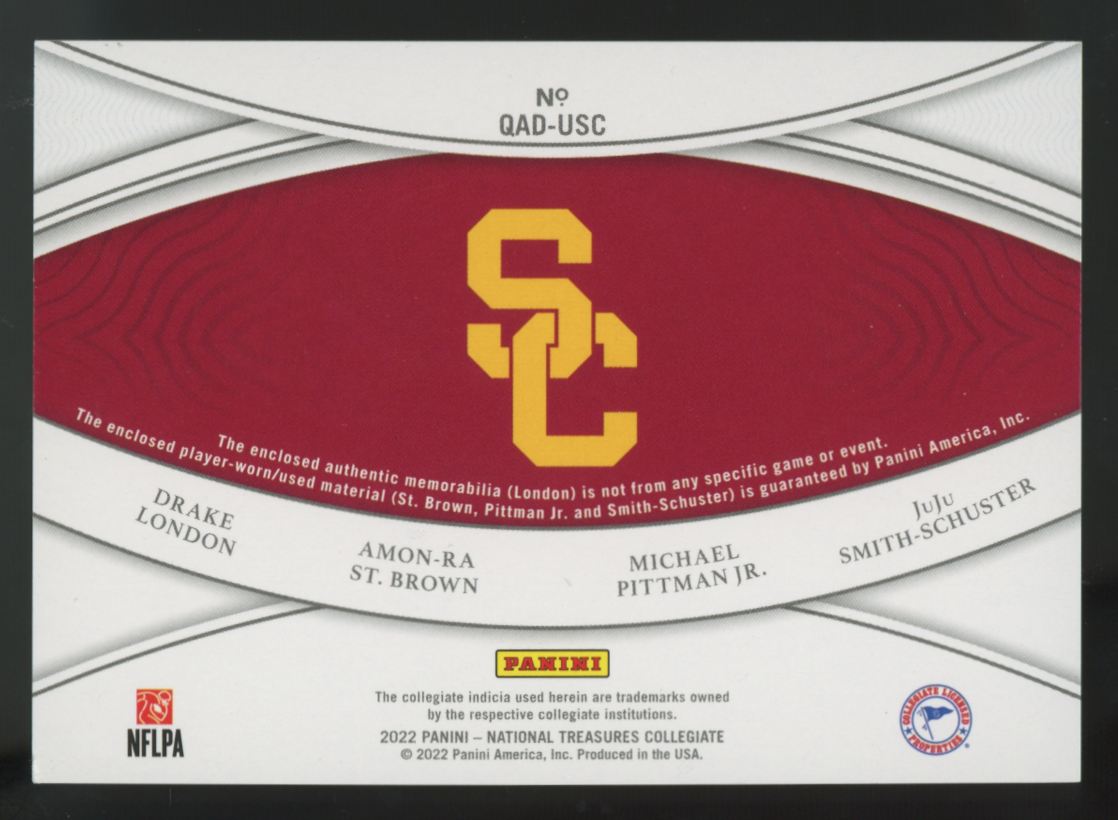 2022 National Treasures London/St. Brown/Pittman Jr. Team Quad Patch /99