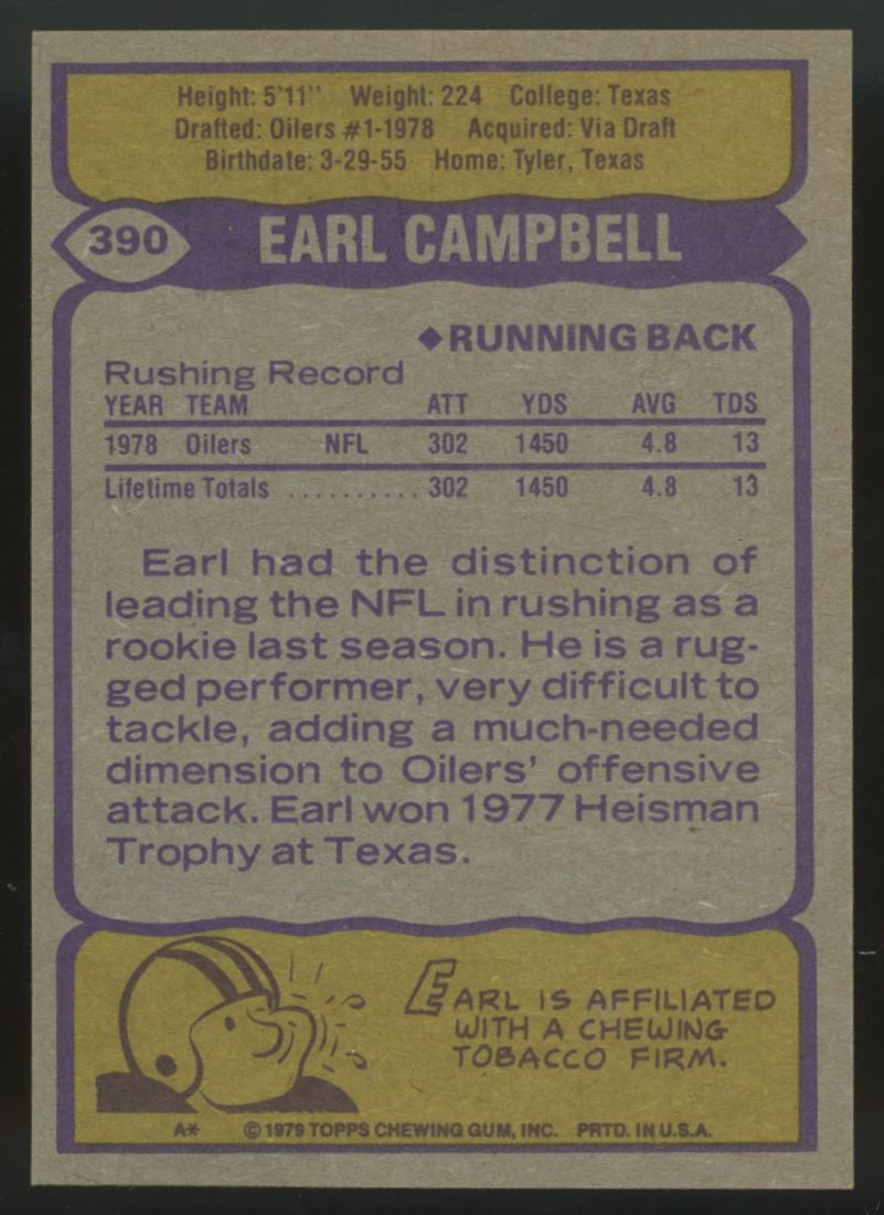 1979 Topps Earl Campbell RC #390 EX+ (Stained)