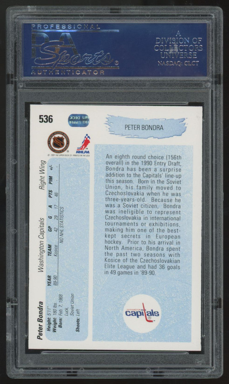 1990-91 Upper Deck Peter Bondra RC Young Guns #536 PSA 10
