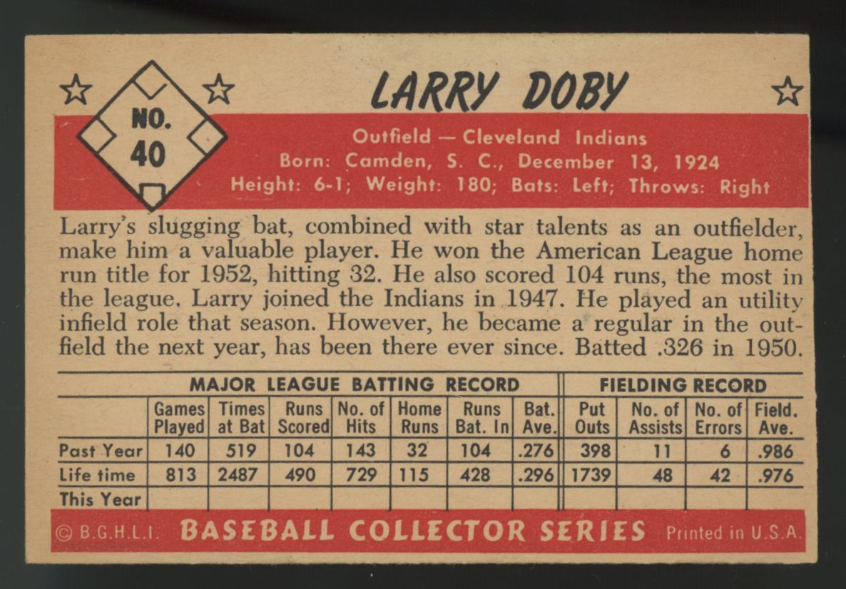1953 Bowman Color Larry Doby #40 VG/EX
