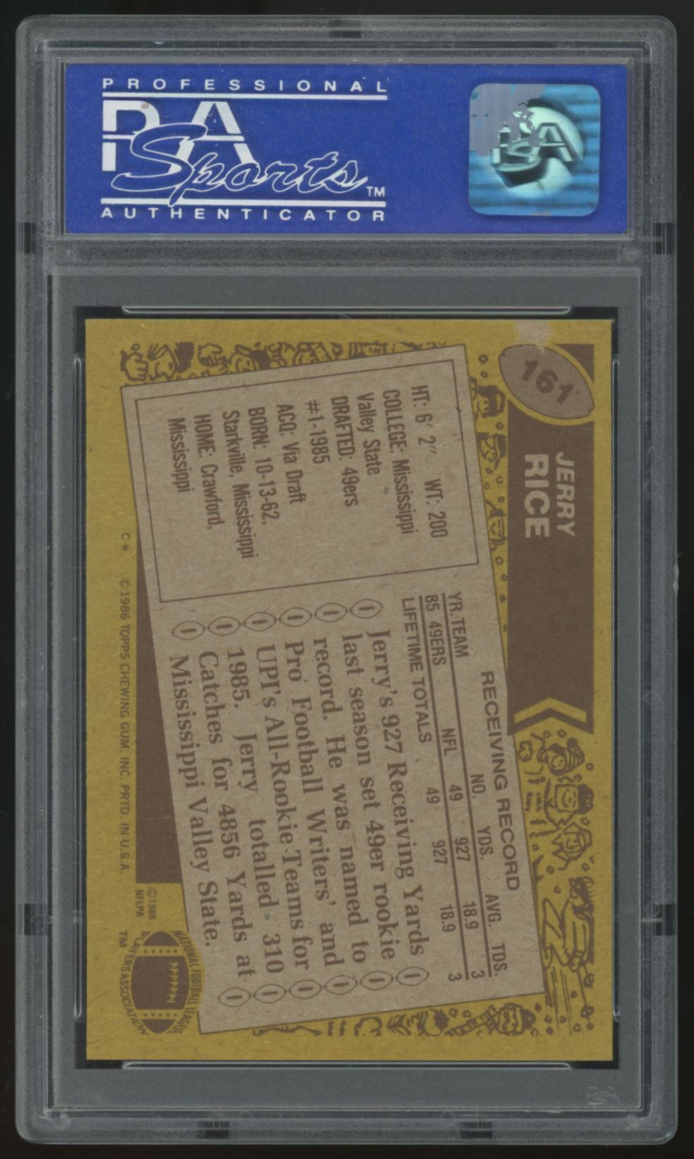 1986 Topps Jerry Rice RC #161 PSA 8 *131