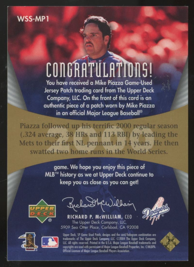 2004 SP Game Used Mike Piazza World Series Patch /50 #WSS-MP1
