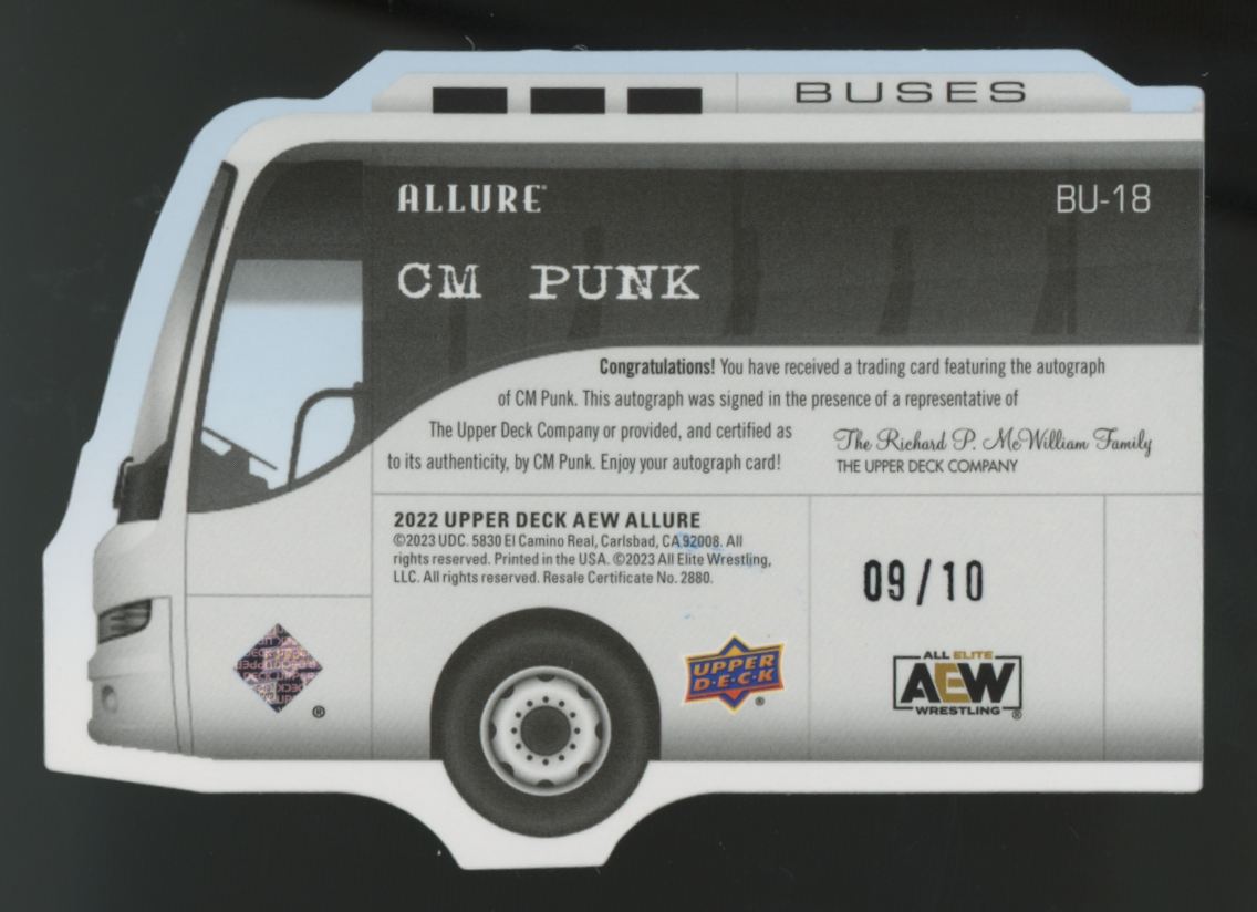 2022 Upper Deck AEW Allure CM Punk Buses Auto /10 #BU-18