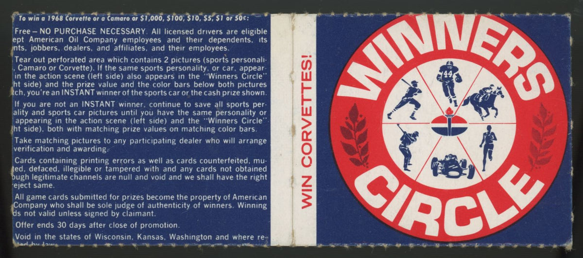 1968 American Oil Willie Mays / Gale Sayers Winner's Circle Panel