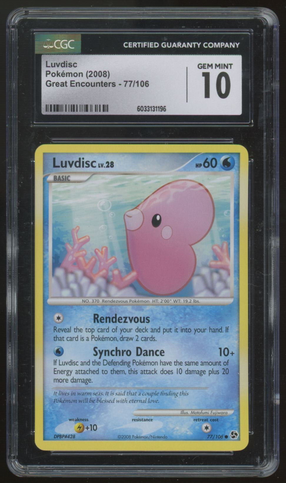 2008 Pokemon Luvdisc Great Encounters #77 CGC 10