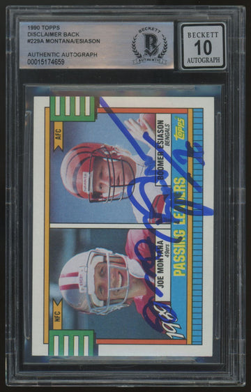 1990 Topps Montana/Esiason Disclaimer Back Dual Signed Auto BGS Auto 10 *659