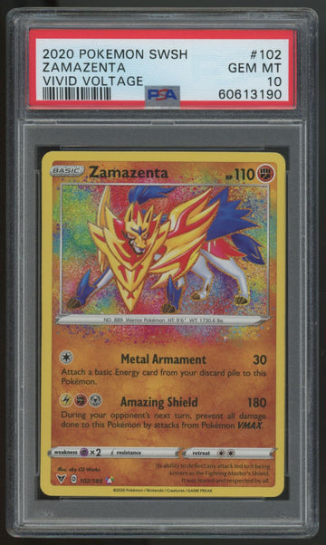 2020 Pokemon Zamazenta Vivid Voltage Amazing Rare #102 PSA 10