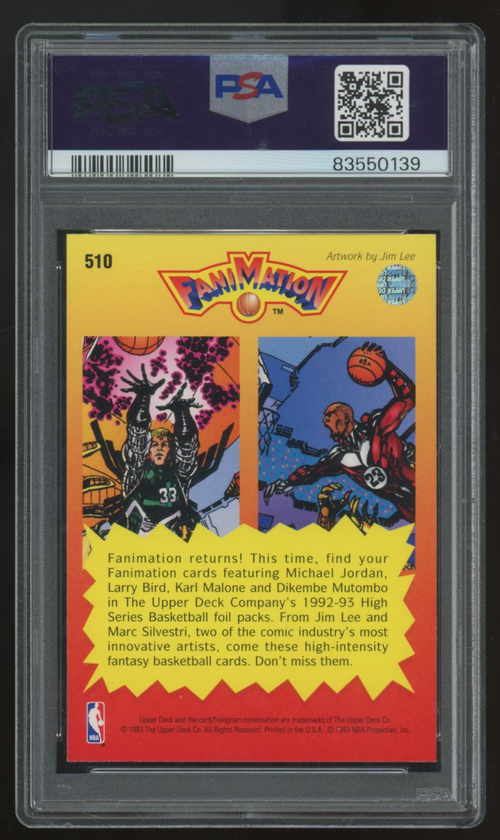 1992-93 Upper Deck Michael Jordan / Larry Bird Fanimation #510 PSA 9