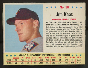 1963 Jell-O Jim Kaat Hand Cut #10 VG/EX