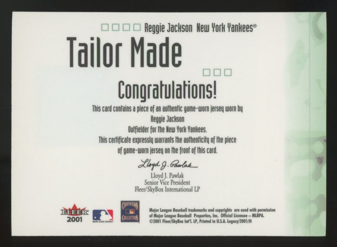 2001 Fleer Legacy Reggie Jackson Tailor Made Patch "A"