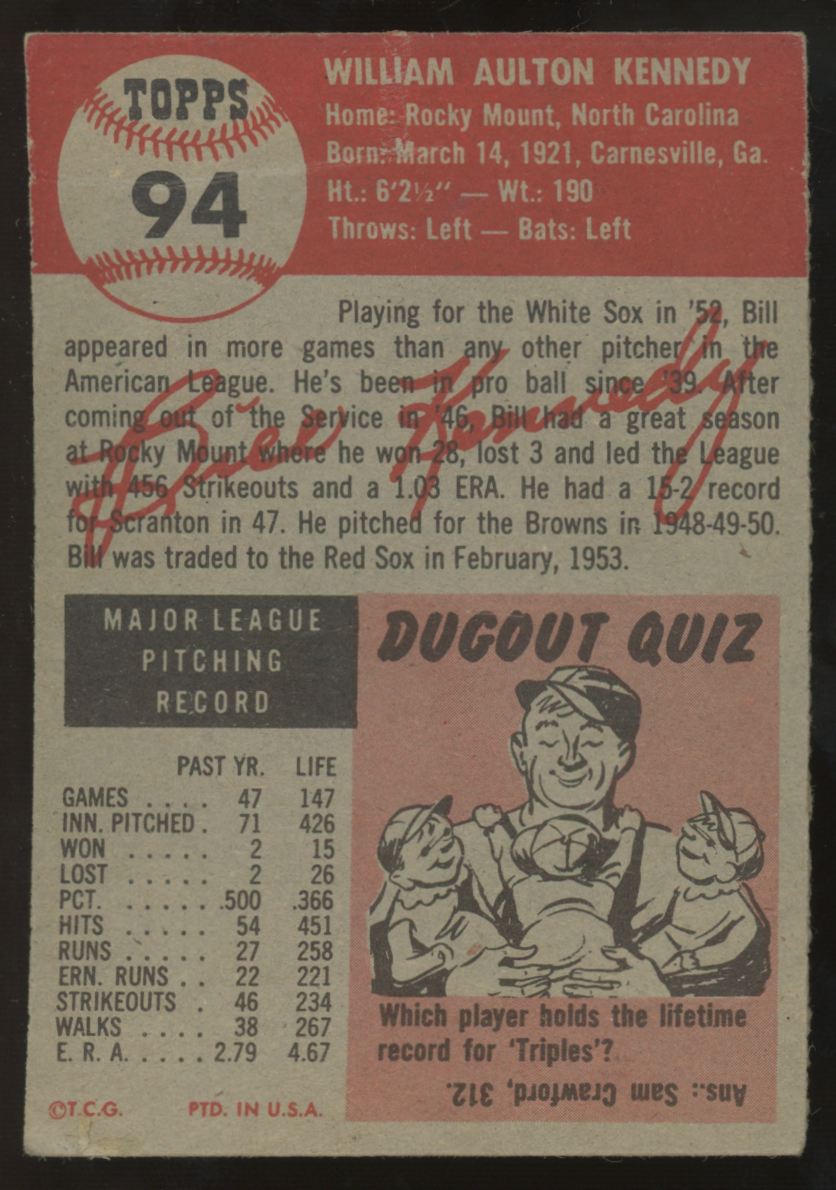 1953 Topps William Kennedy #94 Poor