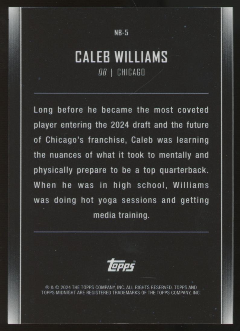 2024 Topps Midnight Caleb Williams RC Nightball /50 #NB-5