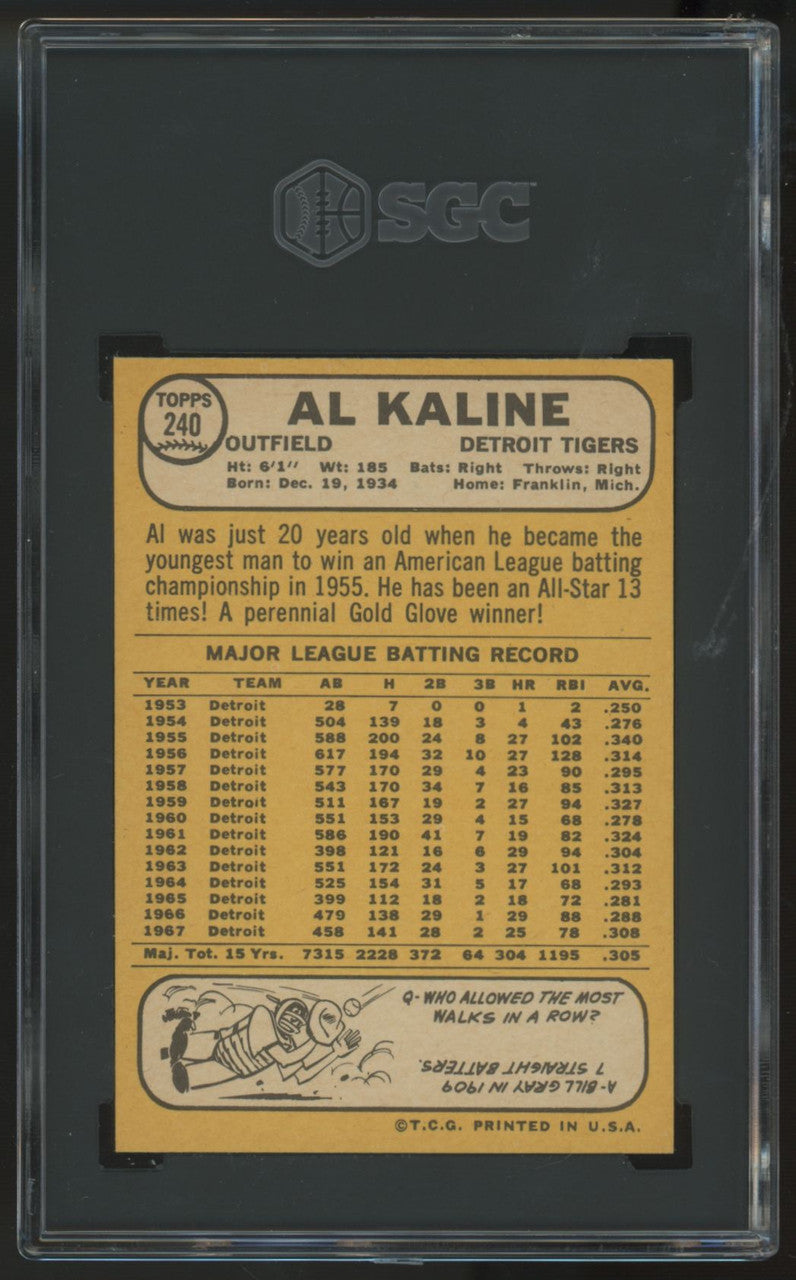 1968 Topps Al Kaline #240 SGC 7