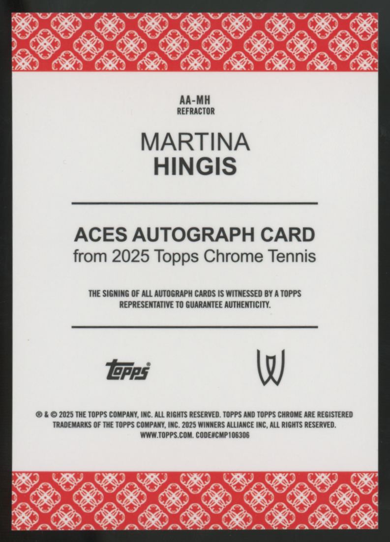 2025 Topps Chrome Martina Hingis Aces Refractor Auto /99 #AA-MH