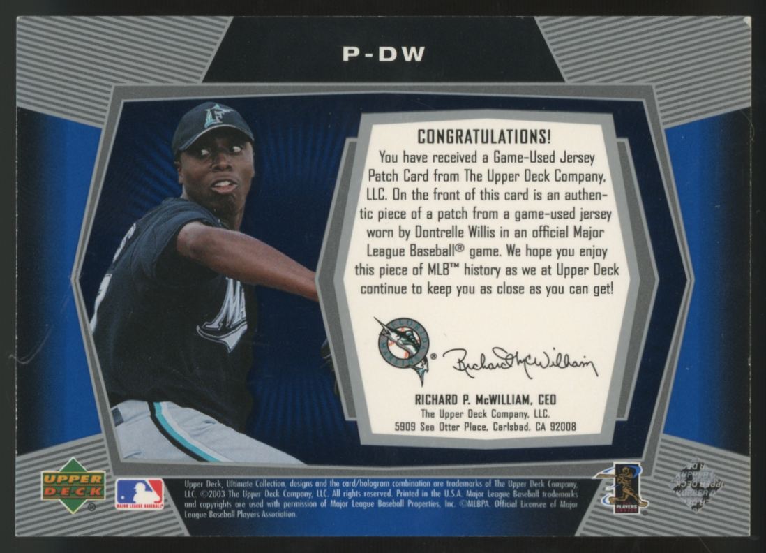 2003 Upper Deck Ultimate Collection Dontrelle Willis RC Patch Copper /35 #P-DW