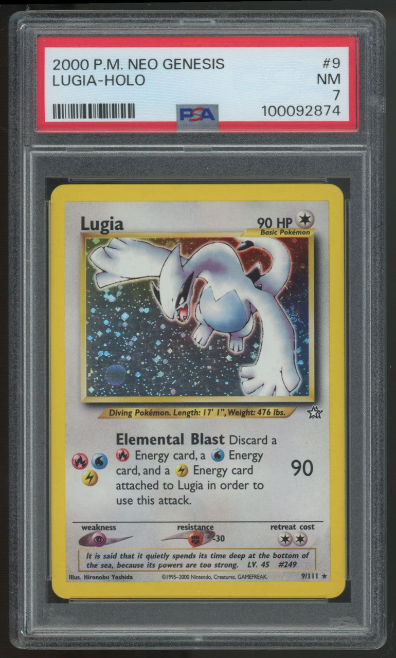 2000 Pokemon Lugia Neo Genesis Unlimited Holo #9 PSA 7