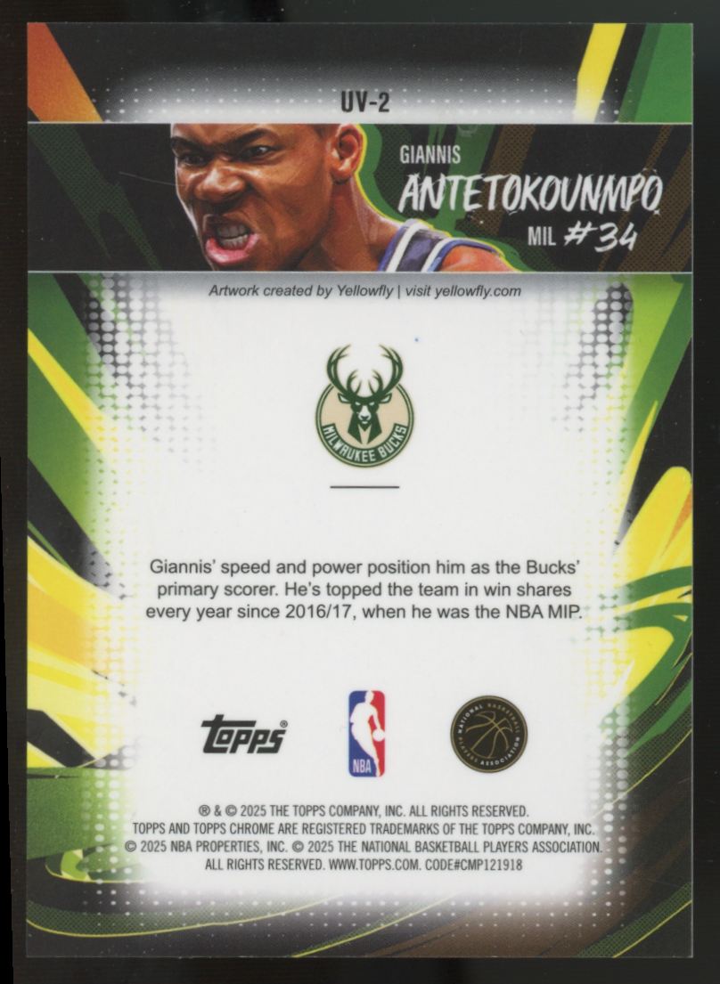 2025-26 Topps Chrome Giannis Antetokounmpo Ultra Violet SSP #UV-2