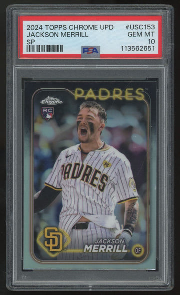 2024 Topps Chrome Update Jackson Merrill RC SP #USC153 PSA 10