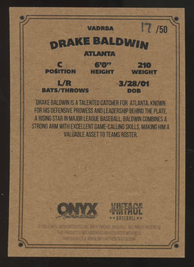 2024 Onyx Vintage Drake Baldwin Green Auto /50 #VADRBA