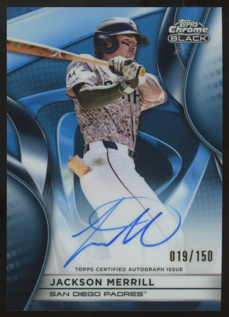 2025 Topps Chrome Black Jackson Merrill Blue Refractor Auto /150 #CBA-JM