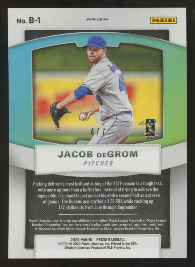 2020 Panini Prizm Jacob DeGrom Brilliance Purple Shimmer /7 #B-1