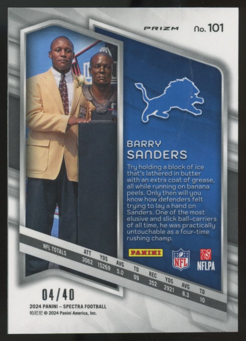 2024 Panini Spectra Barry Sanders Astral /40 #101
